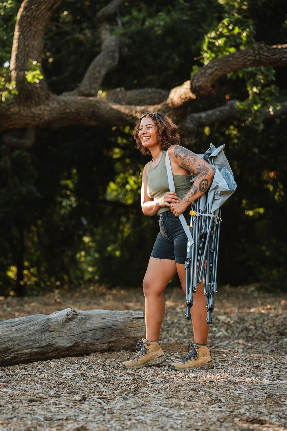 image:imageGCI Outdoor Comfort Pro Camping Chair Collapsible Folding Chair with Durable Armrests Drink Holder amp Portable Carry Bag Heathered RoyalGrey