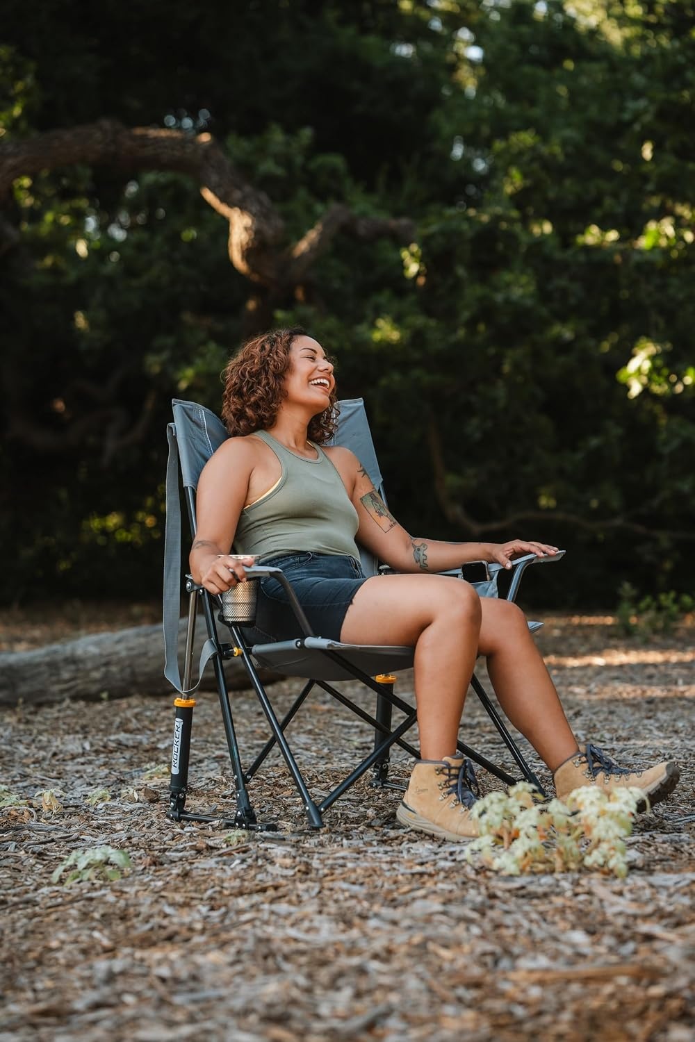 image:imageGCI Outdoor Comfort Pro Camping Chair Collapsible Folding Chair with Durable Armrests Drink Holder amp Portable Carry Bag Heathered RoyalGrey