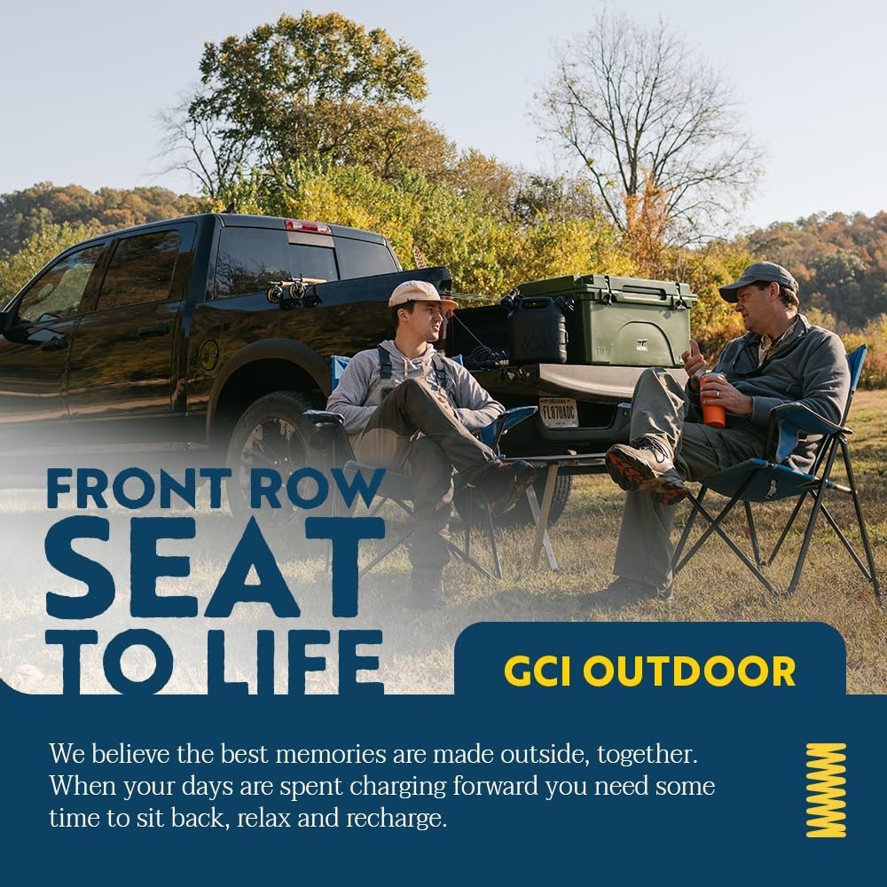 image:imageGCI Outdoor Comfort Pro Camping Chair Collapsible Folding Chair with Durable Armrests Drink Holder amp Portable Carry Bag Heathered RoyalHeathered Royal