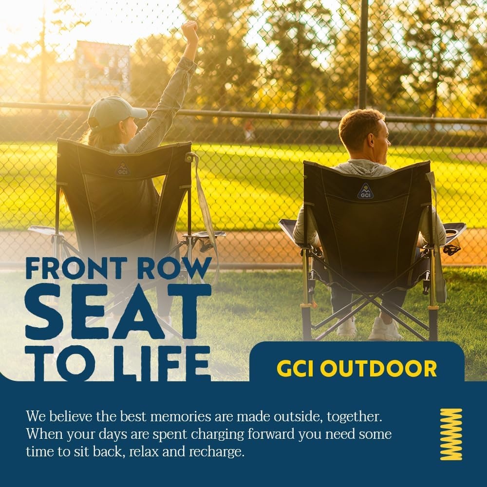 image:imageGCI Outdoor Comfort Pro Camping Chair Collapsible Folding Chair with Durable Armrests Drink Holder amp Portable Carry Bag Heathered RoyalIndigo Blue