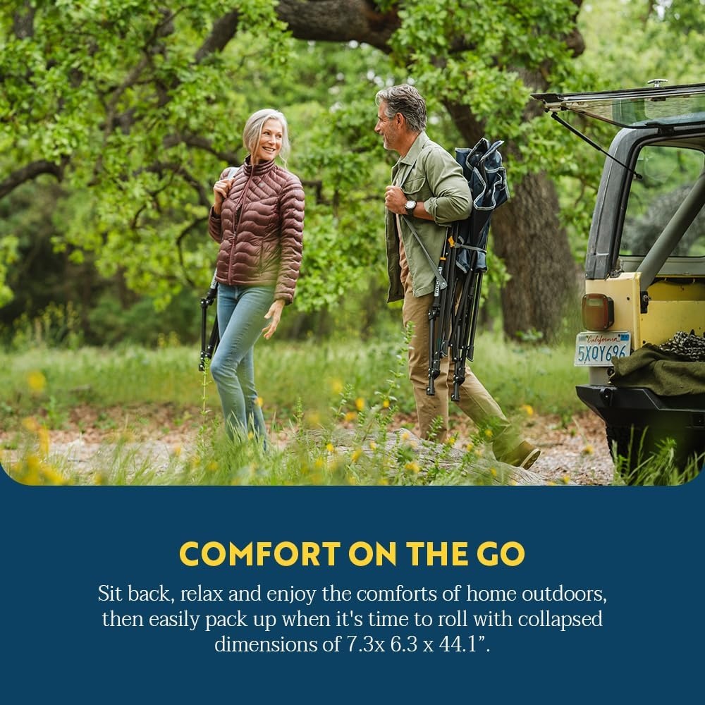 image:imageGCI Outdoor Comfort Pro Camping Chair Collapsible Folding Chair with Durable Armrests Drink Holder amp Portable Carry Bag Heathered RoyalIndigo Blue