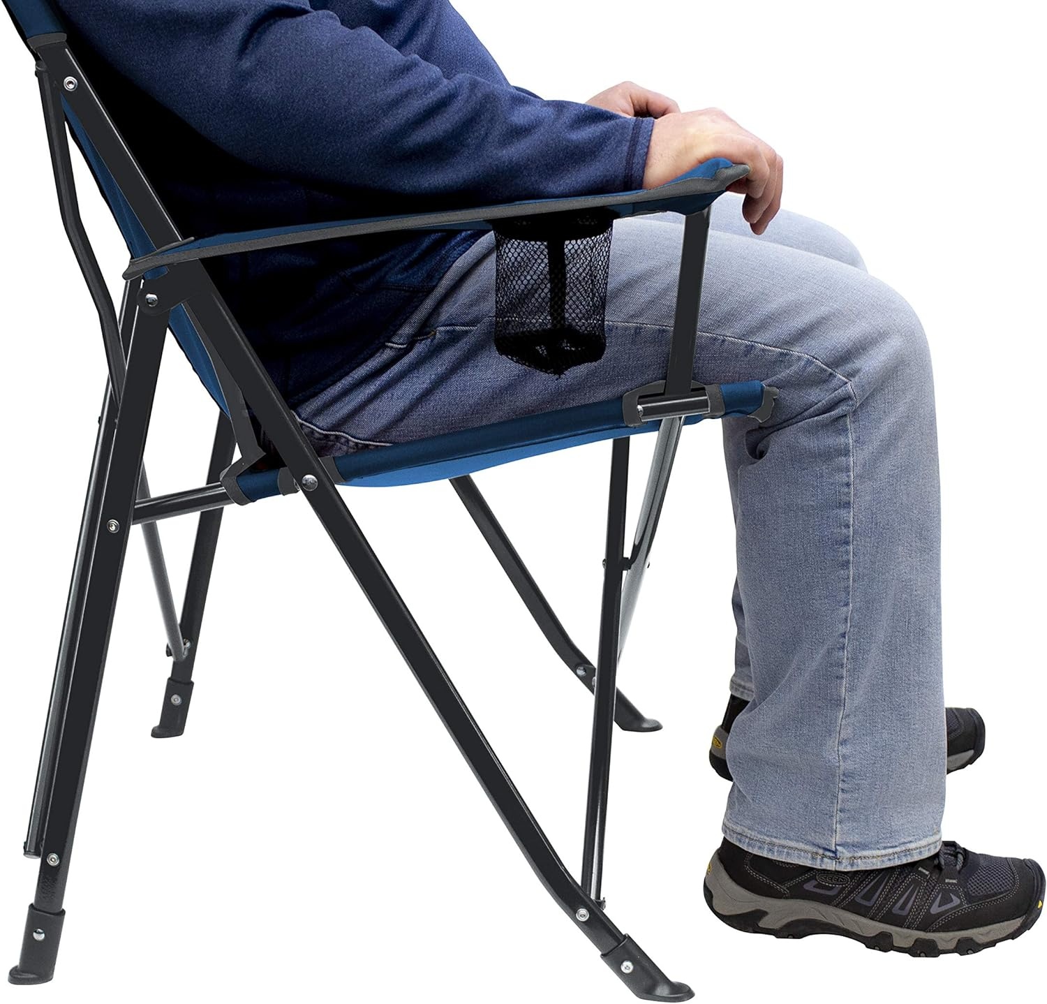 image:imageGCI Outdoor Comfort Pro Camping Chair Collapsible Folding Chair with Durable Armrests Drink Holder amp Portable Carry Bag Heathered RoyalSaybrook Royal Blue