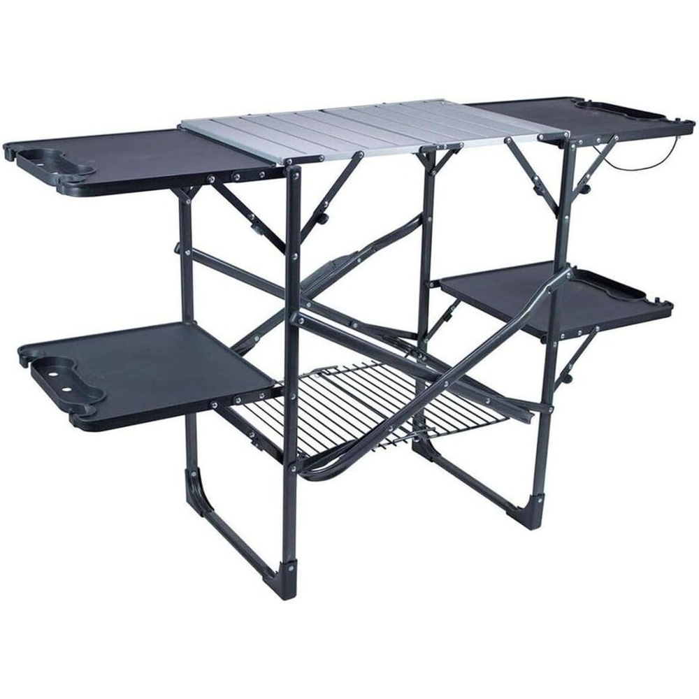 image:imageGCI OUTDOOR SlimFold Cook Station Portable Folding Kitchen Table with a Heat Resistant Tabletop 4 Side Tables amp Storage Rack Perfect for Picnics amp Camping TripsSlim Fold Cook Station