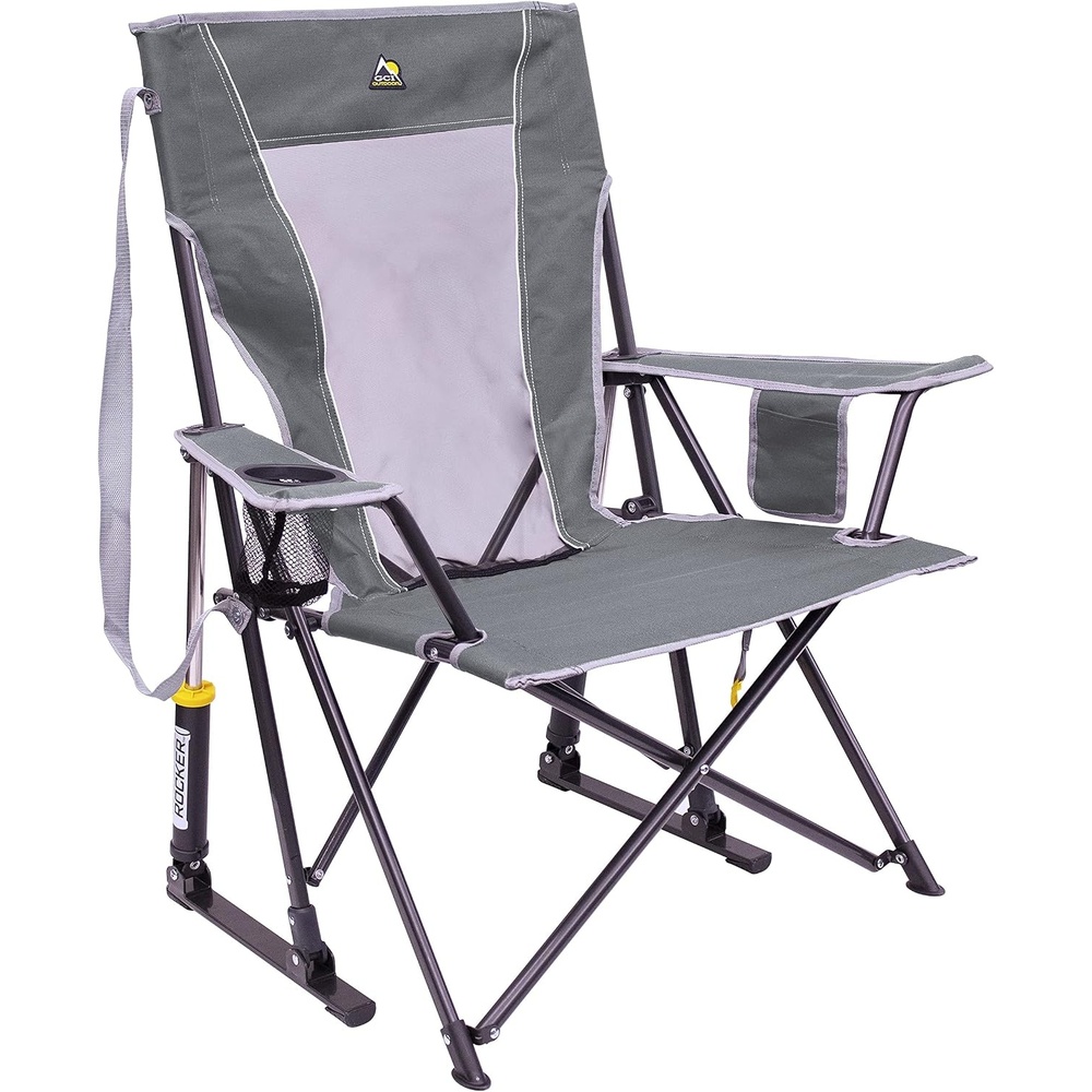 image:imageGCI Outdoor Comfort Pro Camping Chair Collapsible Folding Chair with Durable Armrests Drink Holder amp Portable Carry Bag Heathered RoyalGrey