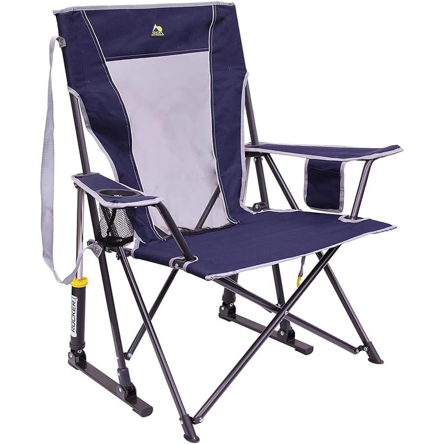 image:imageGCI Outdoor Comfort Pro Camping Chair Collapsible Folding Chair with Durable Armrests Drink Holder amp Portable Carry Bag Heathered RoyalIndigo Blue