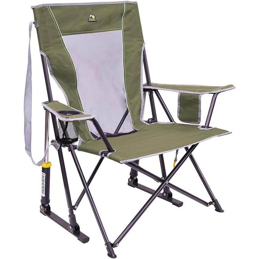 image:imageGCI Outdoor Comfort Pro Camping Chair Collapsible Folding Chair with Durable Armrests Drink Holder amp Portable Carry Bag Heathered RoyalLoden Green