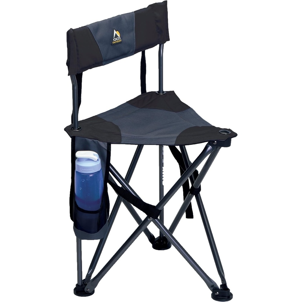 image:imageGCI Outdoor QuikESeat Portable Folding Tripod Chair with Drink Holder and Padded Lumbar Support Black