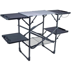 GCI OUTDOOR Slim-Fold Cook Station | Portable Folding Kitchen Table with a Heat Resistant Tabletop, 4 Side Tables & Storage Rack, Perfect for Picnics & Camping Trips(Slim Fold Cook Station)