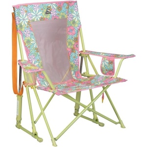 GCI Outdoor Comfort Pro Camping Chair | Collapsible Folding Chair with Durable Armrests, Drink Holder & Portable Carry Bag — Heathered Royal(Floral)