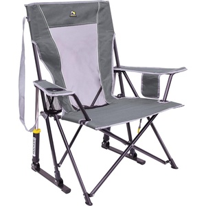 GCI Outdoor Comfort Pro Camping Chair | Collapsible Folding Chair with Durable Armrests, Drink Holder & Portable Carry Bag — Heathered Royal(Grey)