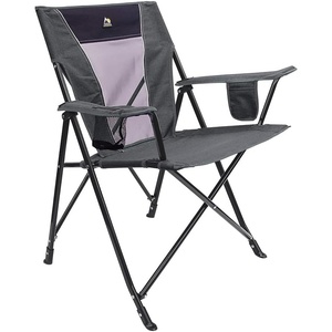 GCI Outdoor Comfort Pro Camping Chair | Collapsible Folding Chair with Durable Armrests, Drink Holder & Portable Carry Bag — Heathered Royal(Heathered Pewter Gray)
