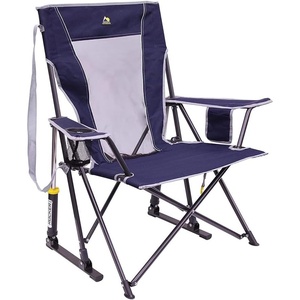 GCI Outdoor Comfort Pro Camping Chair | Collapsible Folding Chair with Durable Armrests, Drink Holder & Portable Carry Bag — Heathered Royal(Indigo Blue)