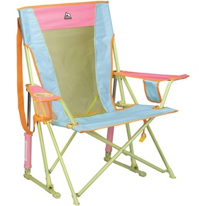 GCI Outdoor Comfort Pro Camping Chair | Collapsible Folding Chair with Durable Armrests, Drink Holder & Portable Carry Bag — Heathered Royal(Sweet Tea)