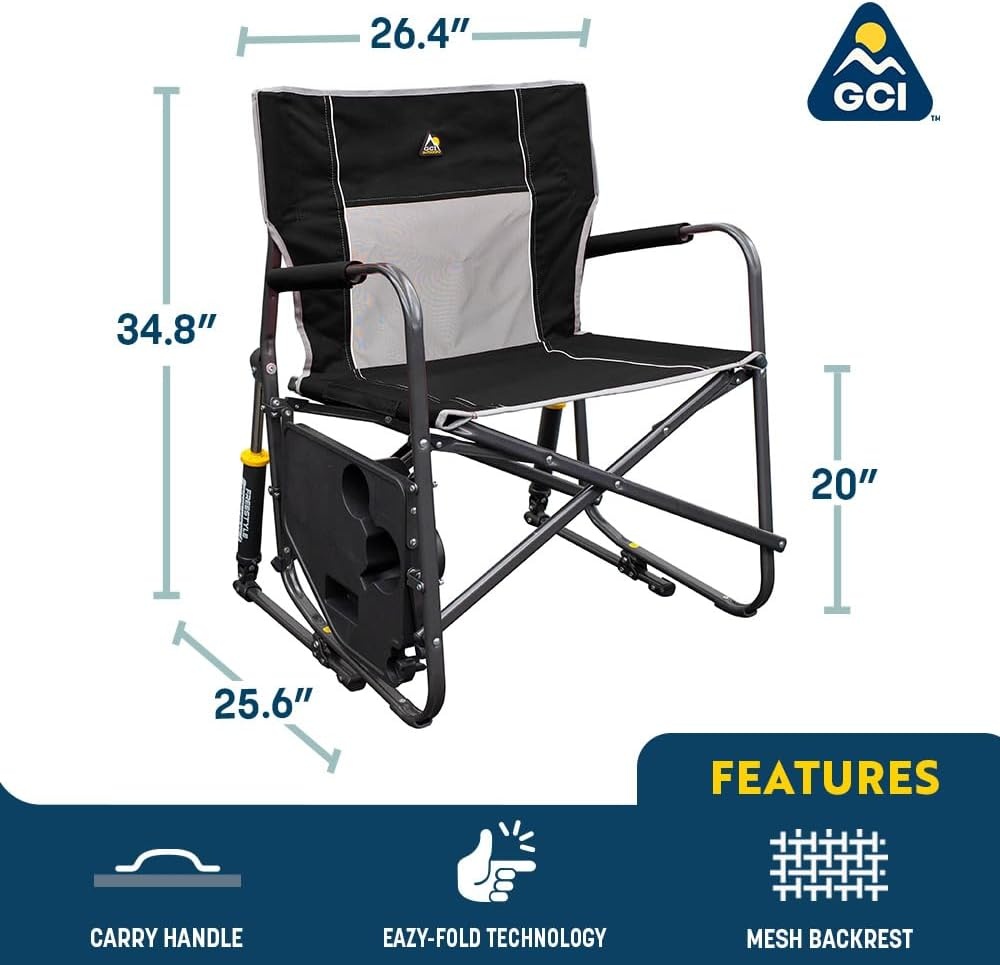 image:imageGCI Outdoor FirePit Rocker LowRide Outdoor Rocking Chair with Beverage HolderBlack