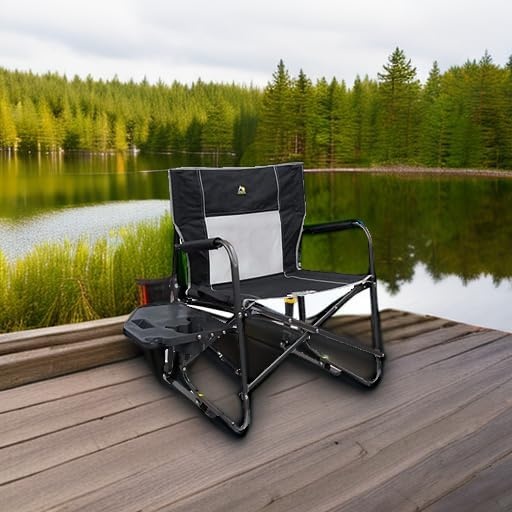 image:imageGCI Outdoor FirePit Rocker LowRide Outdoor Rocking Chair with Beverage HolderBlack
