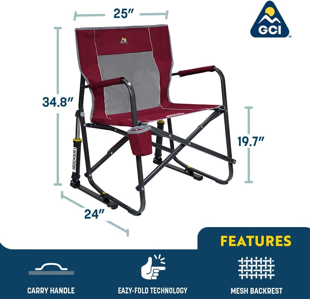 image:imageGCI Outdoor FirePit Rocker LowRide Outdoor Rocking Chair with Beverage HolderBlack