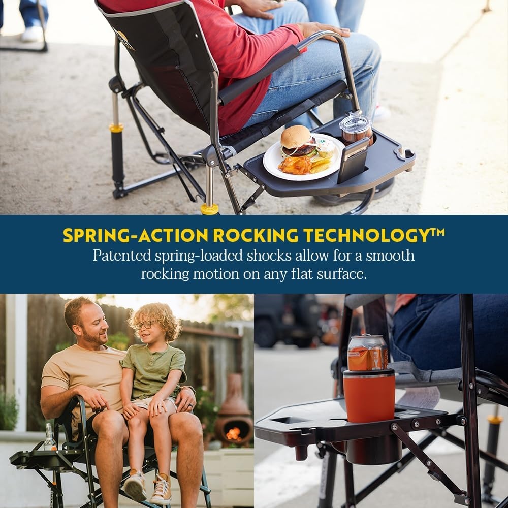 image:imageGCI Outdoor FirePit Rocker LowRide Outdoor Rocking Chair with Beverage HolderBlack