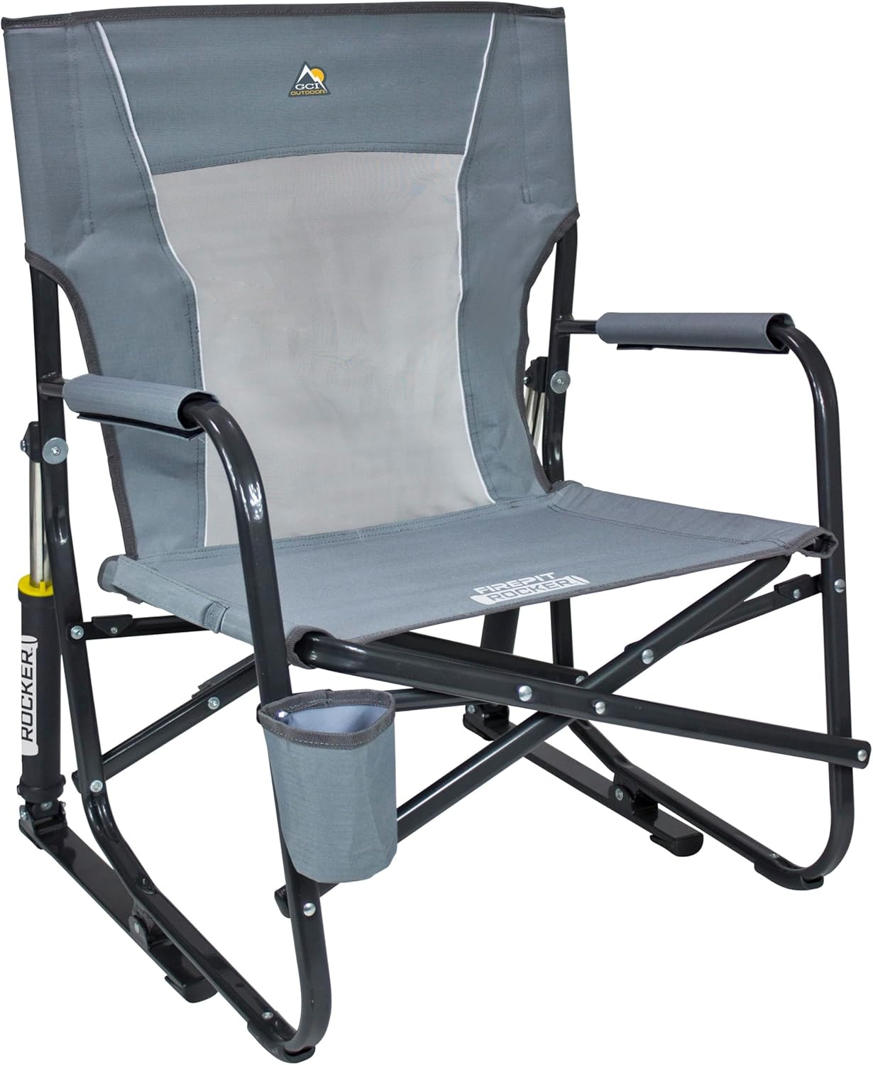 image:imageGCI Outdoor FirePit Rocker LowRide Outdoor Rocking Chair with Beverage HolderGrey