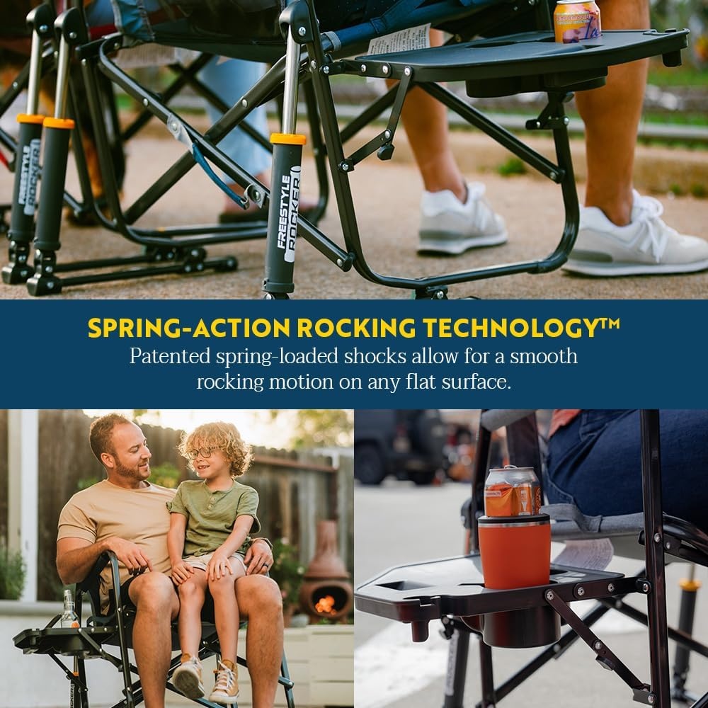 image:imageGCI Outdoor FirePit Rocker LowRide Outdoor Rocking Chair with Beverage HolderHeathered Pewter
