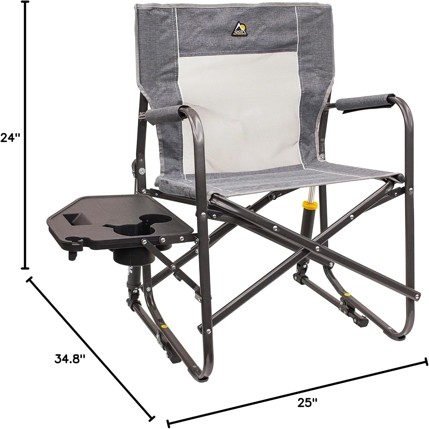 image:imageGCI Outdoor FirePit Rocker LowRide Outdoor Rocking Chair with Beverage HolderHeathered Pewter