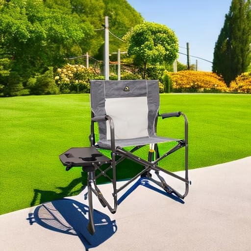 image:imageGCI Outdoor FirePit Rocker LowRide Outdoor Rocking Chair with Beverage HolderHeathered Pewter