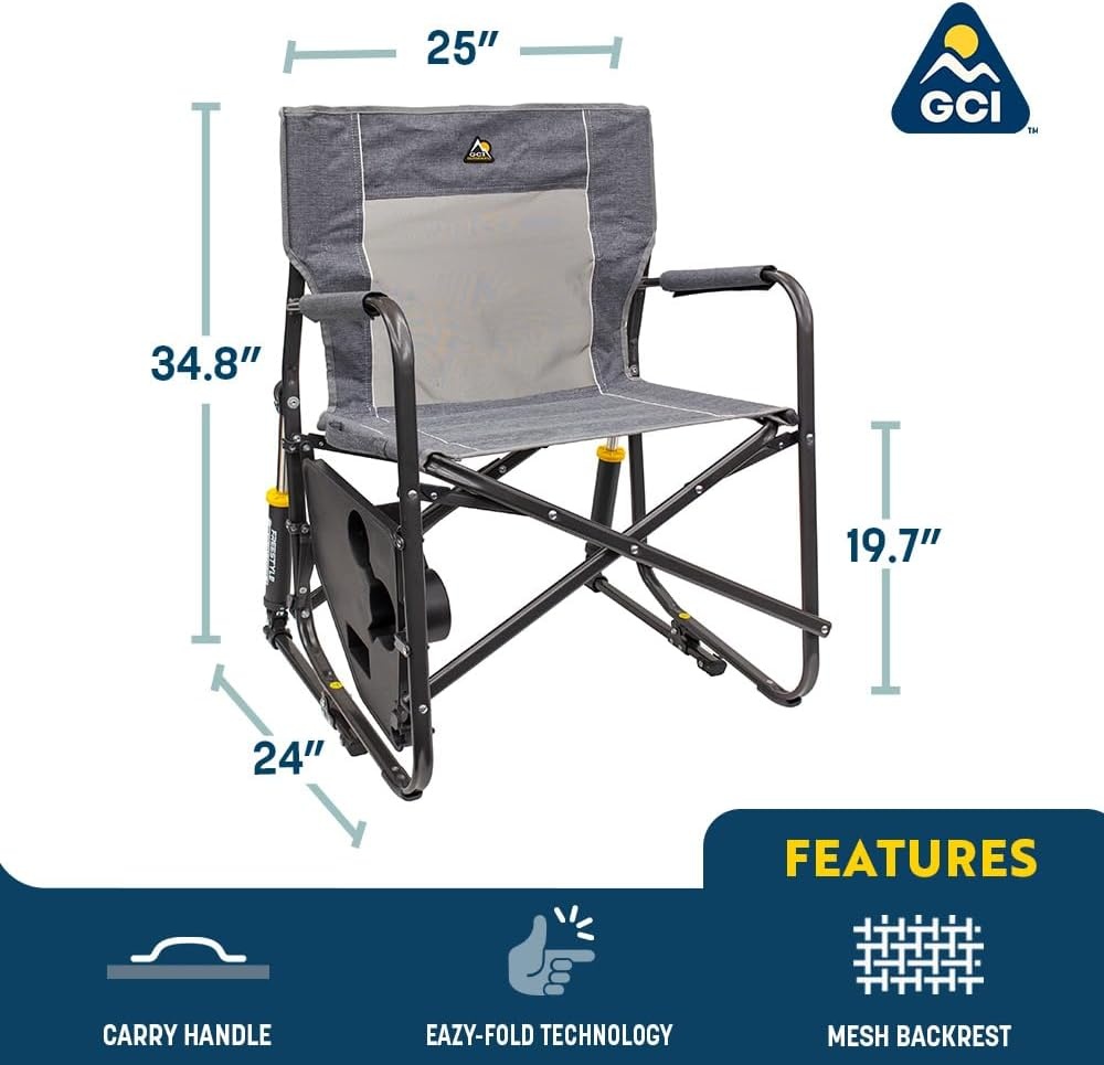 image:imageGCI Outdoor FirePit Rocker LowRide Outdoor Rocking Chair with Beverage HolderHeathered Pewter