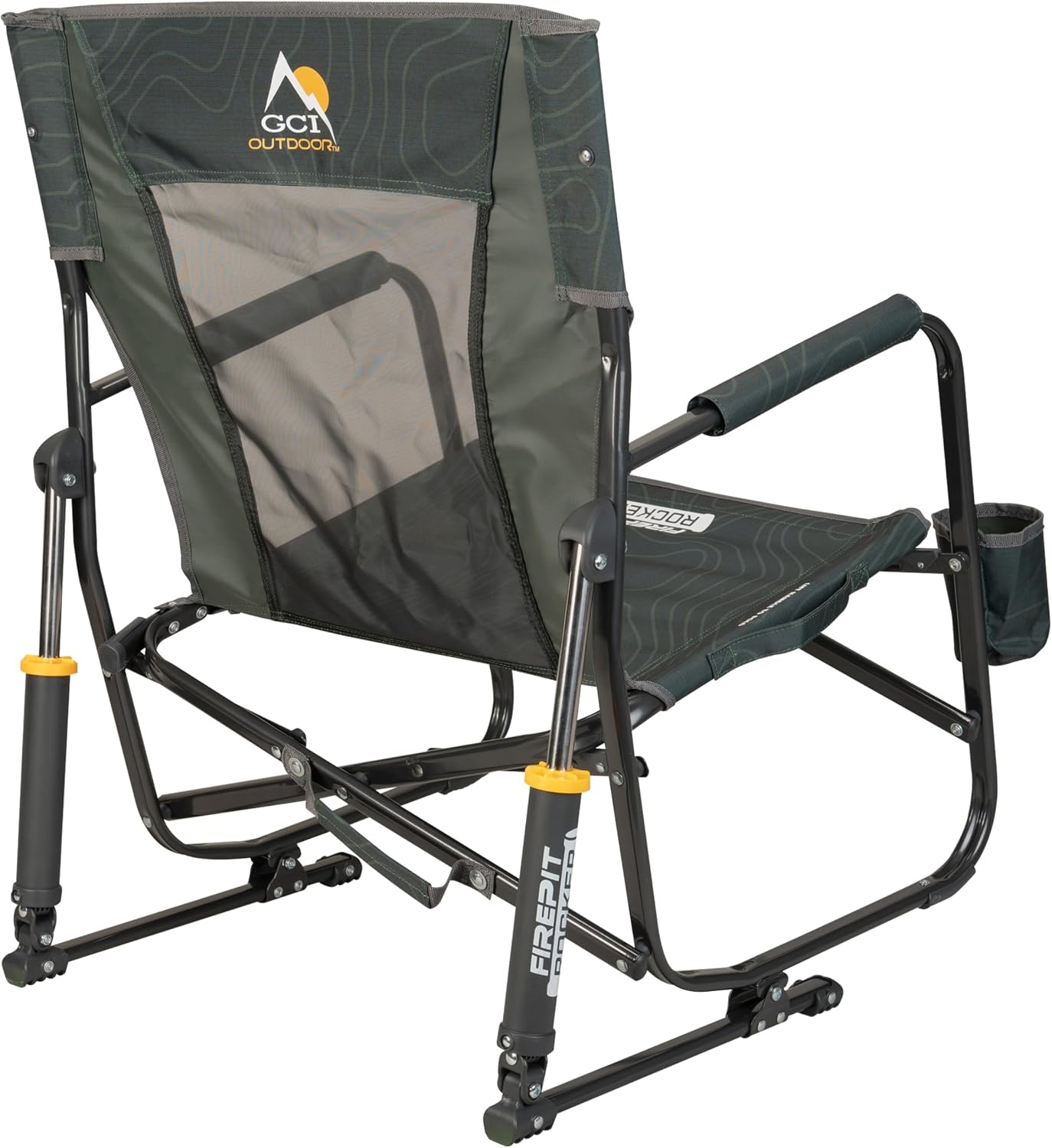 image:imageGCI Outdoor FirePit Rocker LowRide Outdoor Rocking Chair with Beverage HolderHunter Topo