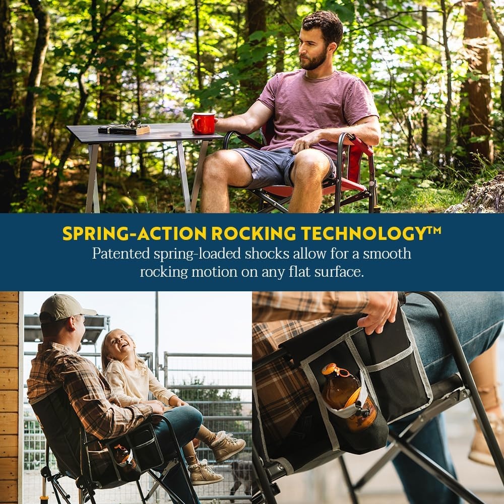 image:imageGCI Outdoor FirePit Rocker LowRide Outdoor Rocking Chair with Beverage HolderIndigo Blue