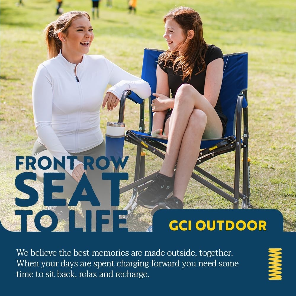 image:imageGCI Outdoor FirePit Rocker LowRide Outdoor Rocking Chair with Beverage HolderIndigo Blue