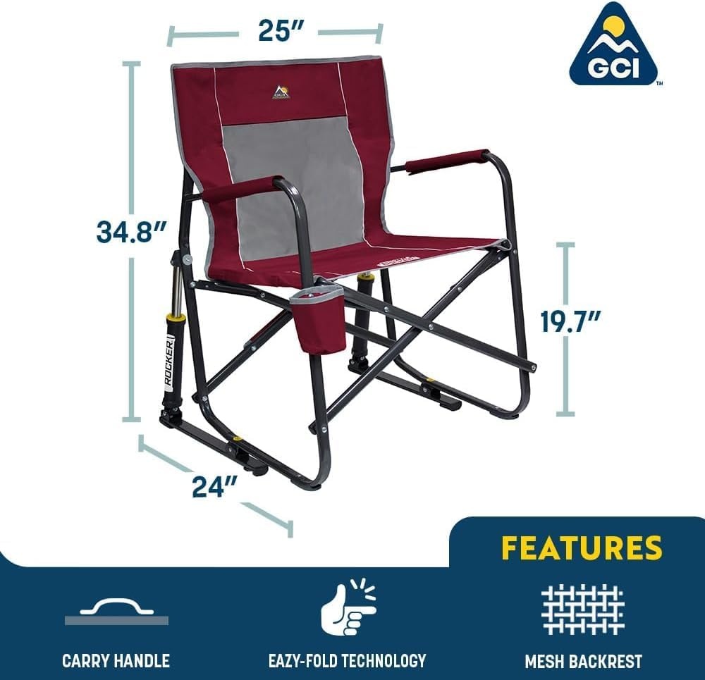 image:imageGCI Outdoor FirePit Rocker LowRide Outdoor Rocking Chair with Beverage HolderIndigo Blue