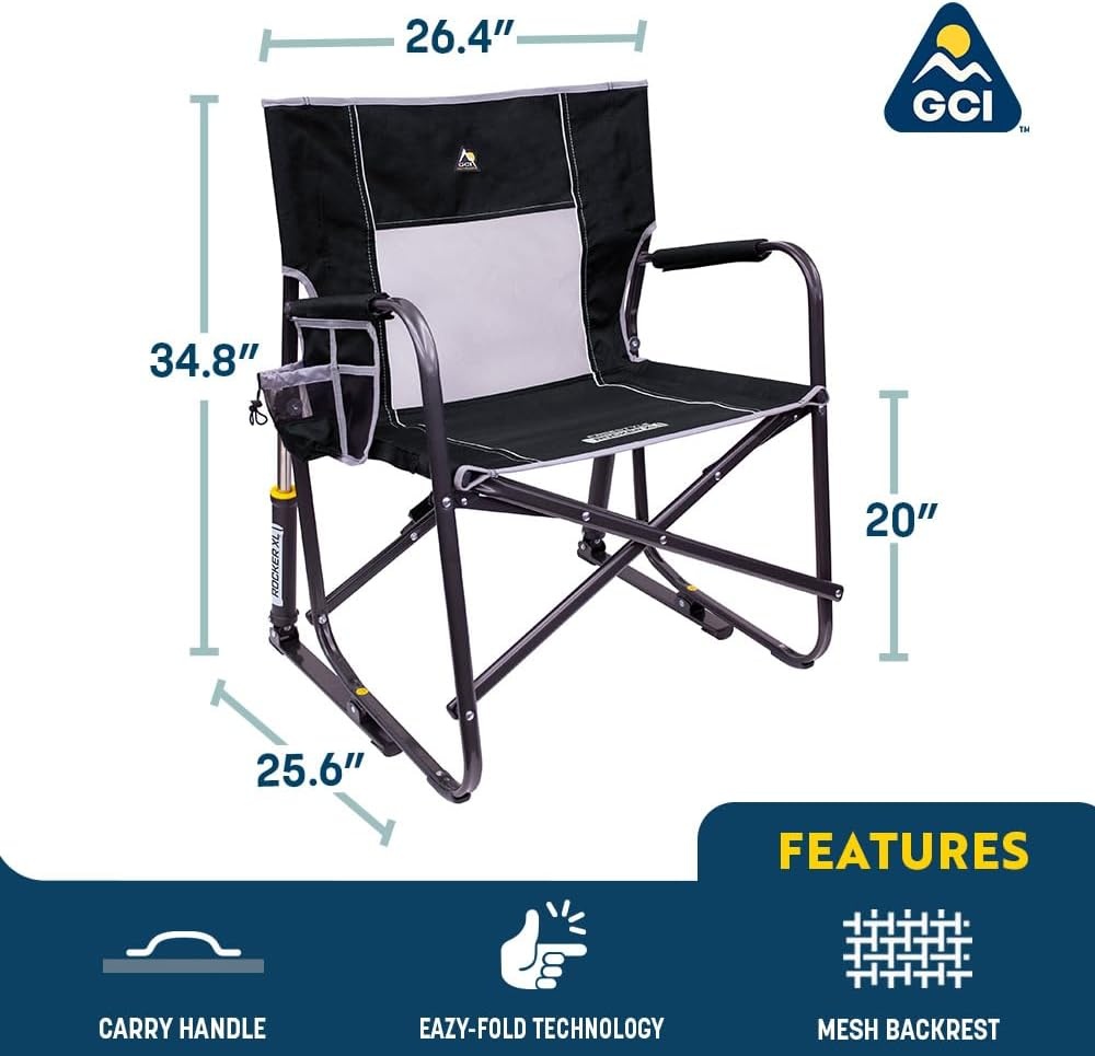 image:imageGCI Outdoor FirePit Rocker LowRide Outdoor Rocking Chair with Beverage HolderIndigo Blue