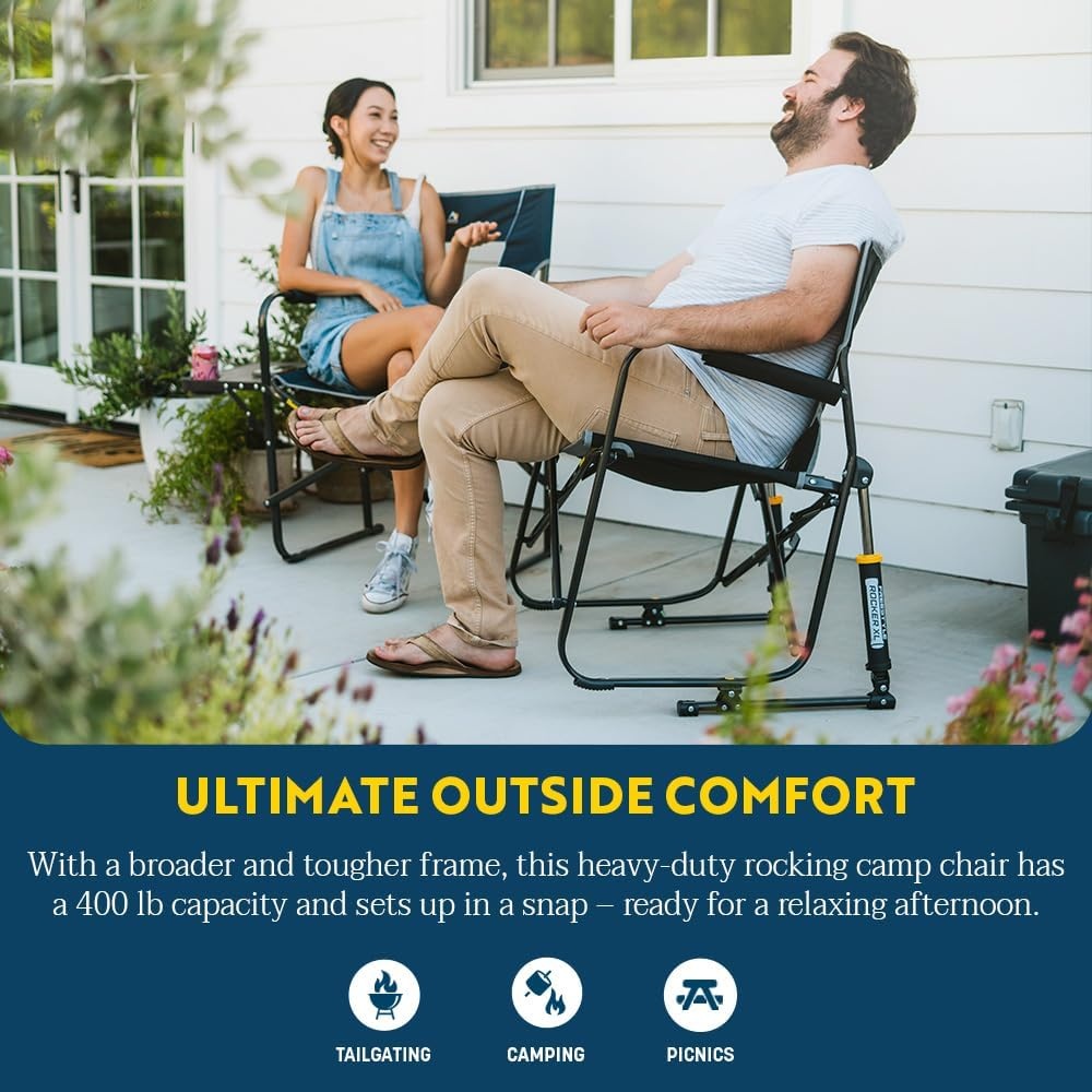 image:imageGCI Outdoor FirePit Rocker LowRide Outdoor Rocking Chair with Beverage HolderIndigo Blue