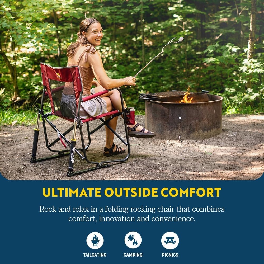 image:imageGCI Outdoor FirePit Rocker LowRide Outdoor Rocking Chair with Beverage HolderRoyal Blue