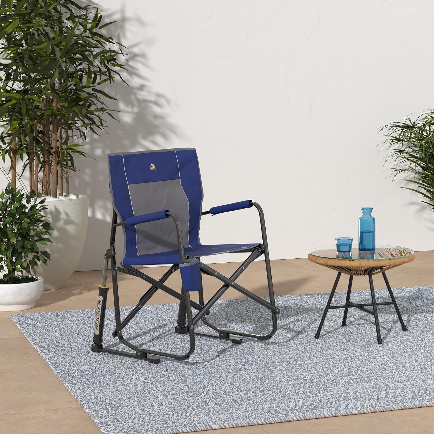 image:imageGCI Outdoor FirePit Rocker LowRide Outdoor Rocking Chair with Beverage HolderRoyal Blue