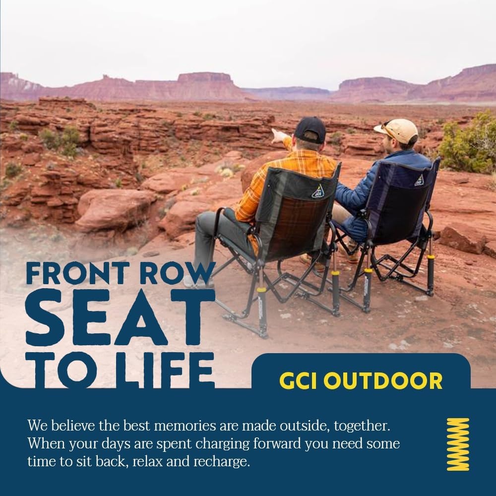 image:imageGCI Outdoor FirePit Rocker LowRide Outdoor Rocking Chair with Beverage HolderVarsity RedGray