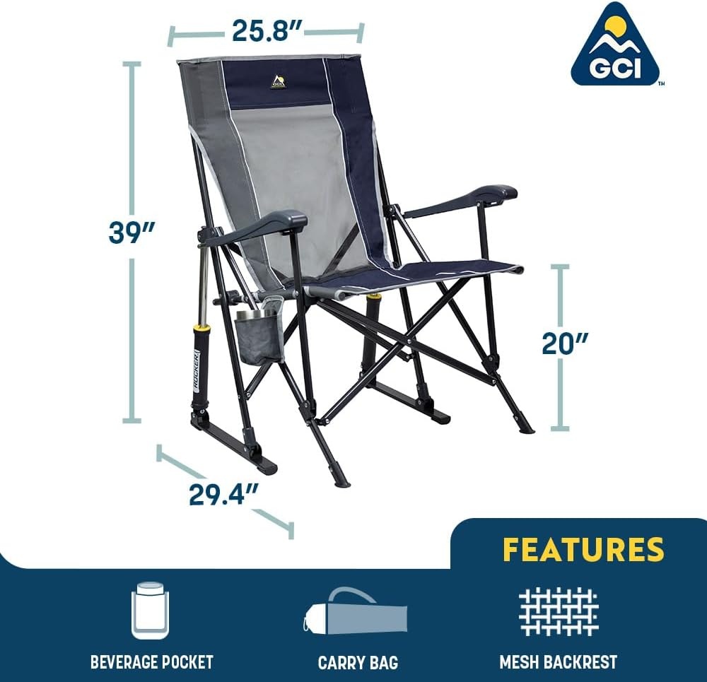 image:imageGCI Outdoor Roadtrip Rocker Collapsible Rocking Chair amp Outdoor Camping Chair Mercury