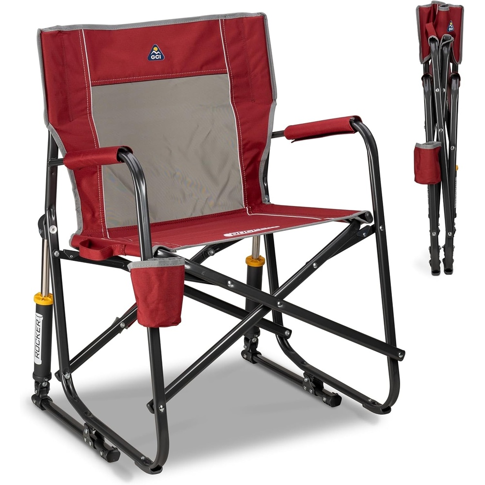 image:imageGCI Outdoor FirePit Rocker LowRide Outdoor Rocking Chair with Beverage HolderCinnamon