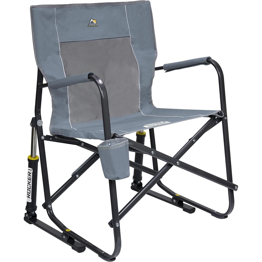image:imageGCI Outdoor FirePit Rocker LowRide Outdoor Rocking Chair with Beverage HolderGrey