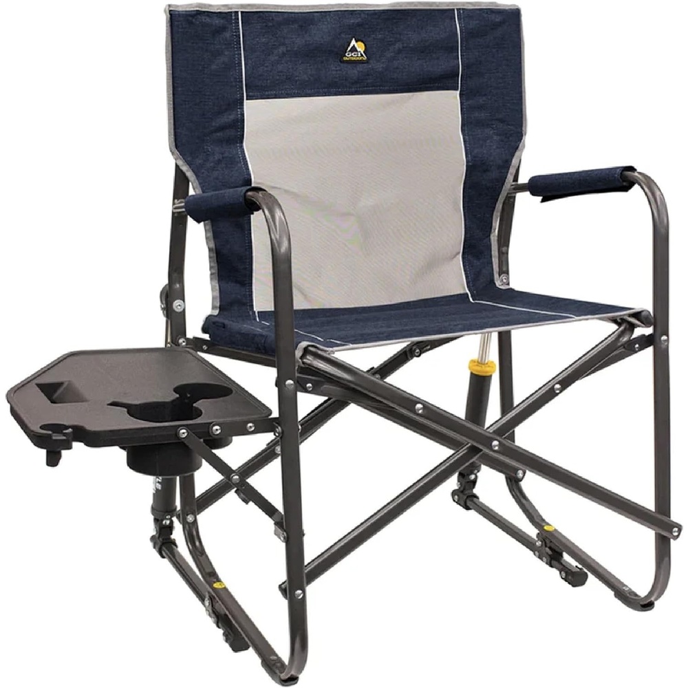 image:imageGCI Outdoor FirePit Rocker LowRide Outdoor Rocking Chair with Beverage HolderHeathered Indigo