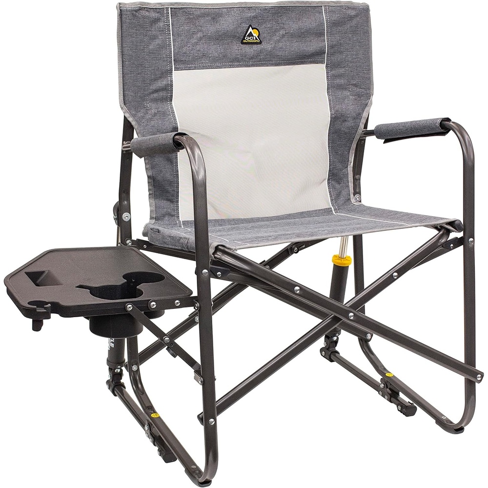 image:imageGCI Outdoor FirePit Rocker LowRide Outdoor Rocking Chair with Beverage HolderHeathered Pewter