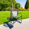 GCI Outdoor FirePit Rocker Low-Ride Outdoor Rocking Chair with Beverage Holder(Heathered Pewter)