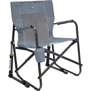 GCI Outdoor FirePit Rocker Low-Ride Outdoor Rocking Chair with Beverage Holder(Grey)