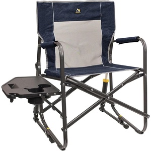 GCI Outdoor FirePit Rocker Low-Ride Outdoor Rocking Chair with Beverage Holder(Heathered Indigo)