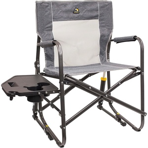 GCI Outdoor FirePit Rocker Low-Ride Outdoor Rocking Chair with Beverage Holder(Heathered Pewter)