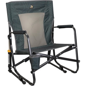 GCI Outdoor FirePit Rocker Low-Ride Outdoor Rocking Chair with Beverage Holder(Hunter Topo)