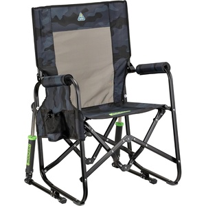 GCI Outdoor FirePit Rocker Low-Ride Outdoor Rocking Chair with Beverage Holder(Stealth Camo)