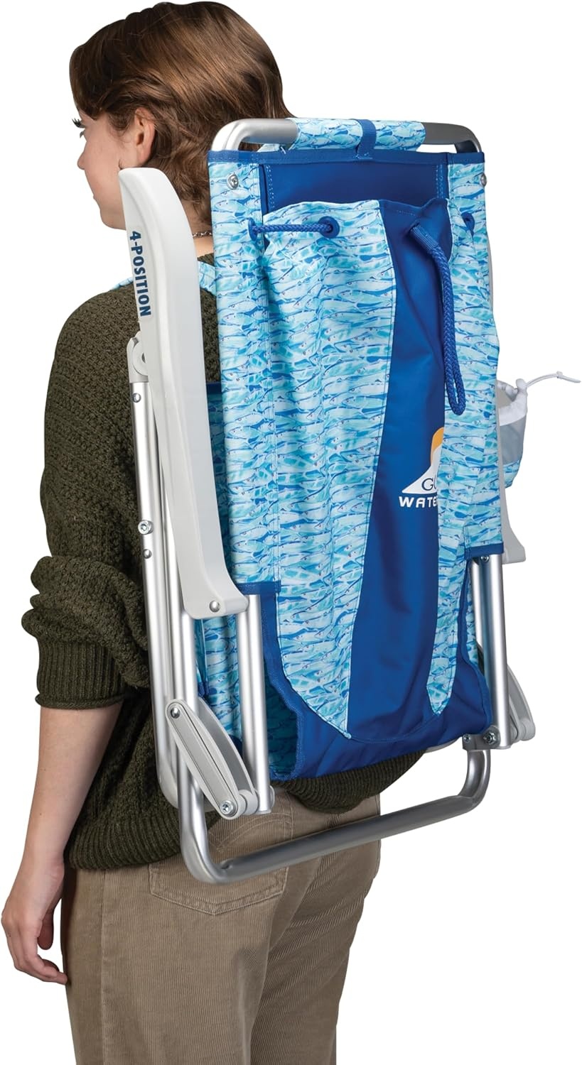 image:imageGCI Outdoor Backpack Beach Chair Reclining Folding Chair with Durable Armrests Drink Holder amp Carry Straps Perfect for Beach Trips amp Picnics Baitwall