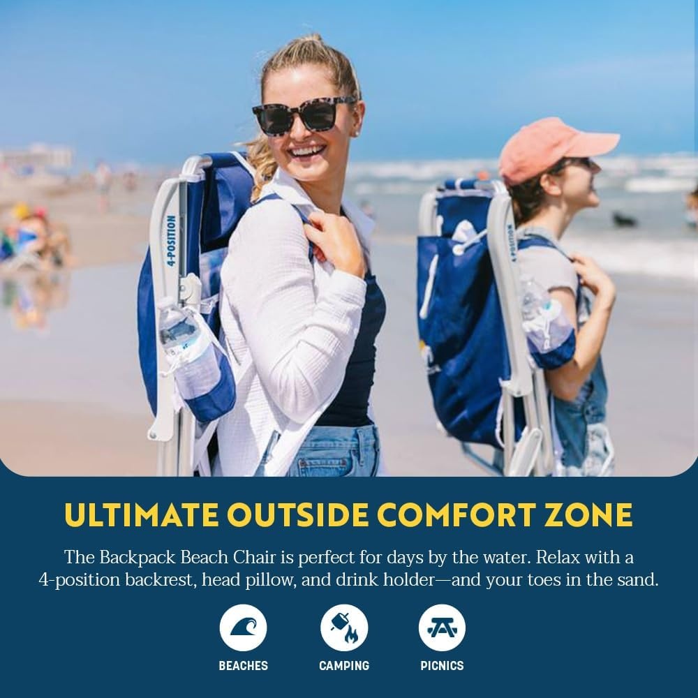 image:imageGCI Outdoor Sunshade Backpack Beach Chair Reclining Folding Canopy Chair with Durable Armrests Drink Holder amp Carry Straps Perfect for Beach Trips amp Picnics Saybrook BlueRoyal Blue