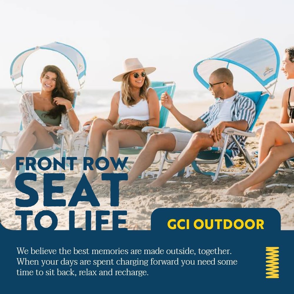 image:imageGCI Outdoor Sunshade Backpack Beach Chair Reclining Folding Canopy Chair with Durable Armrests Drink Holder amp Carry Straps Perfect for Beach Trips amp Picnics Saybrook BlueRoyal Blue
