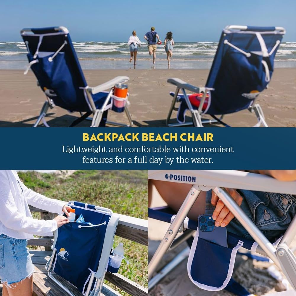 image:imageGCI Outdoor Sunshade Backpack Beach Chair Reclining Folding Canopy Chair with Durable Armrests Drink Holder amp Carry Straps Perfect for Beach Trips amp Picnics Saybrook BlueRoyal Blue